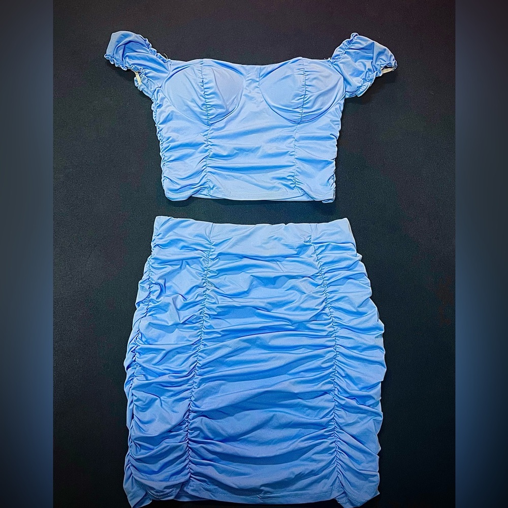 Blue skirt and crop top set
